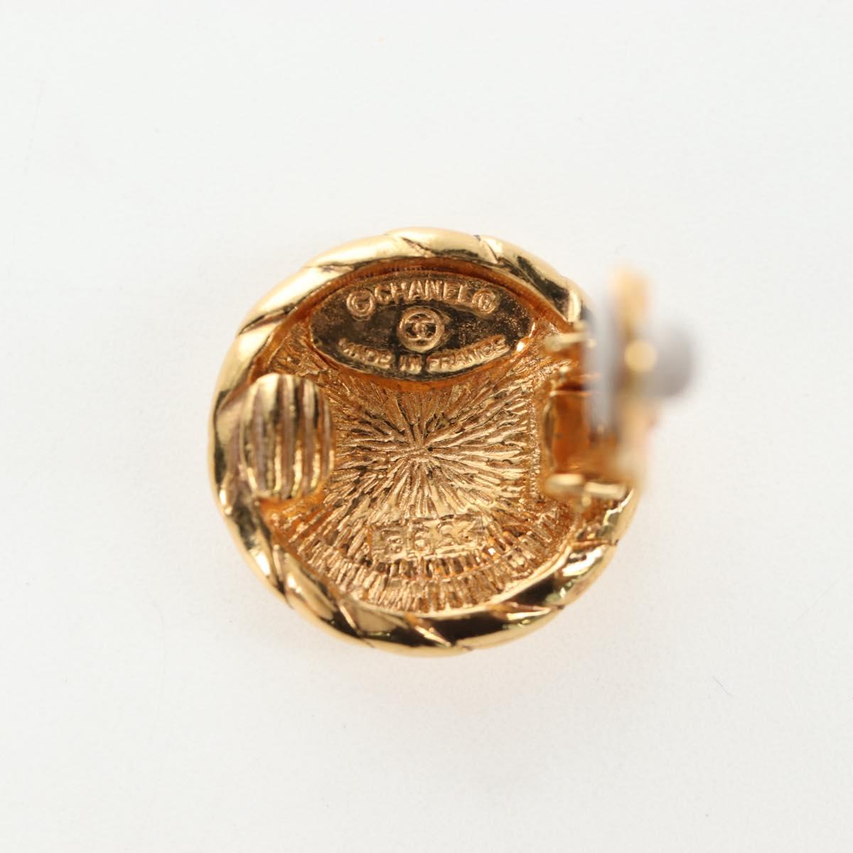 CHANEL COCO Mark Earring Metal Gold Tone CC Auth 190722M