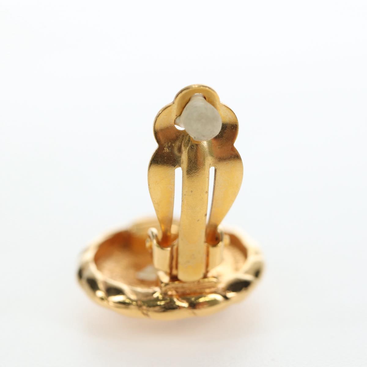 CHANEL COCO Mark Earring Metal Gold Tone CC Auth 190722M