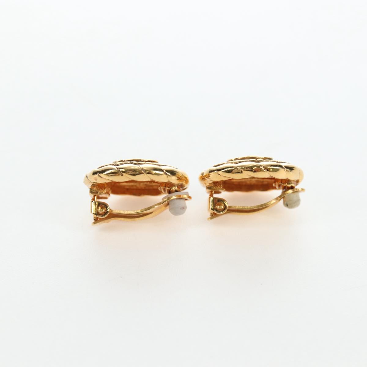 CHANEL COCO Mark Earring Metal Gold Tone CC Auth 190722M