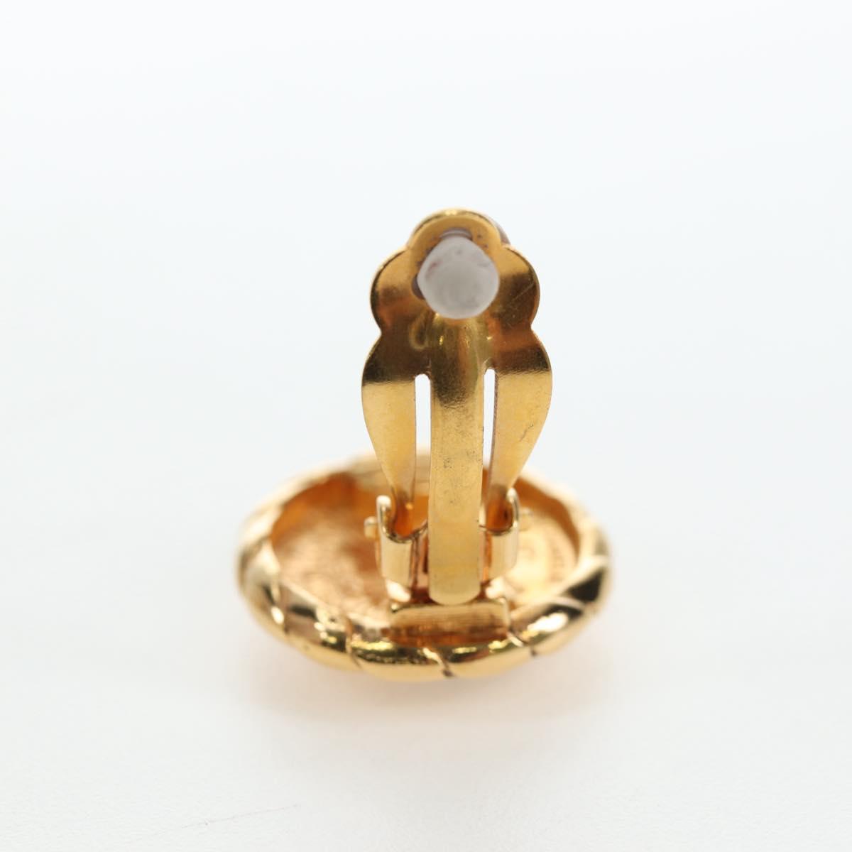 CHANEL COCO Mark Earring Metal Gold Tone CC Auth 190722M