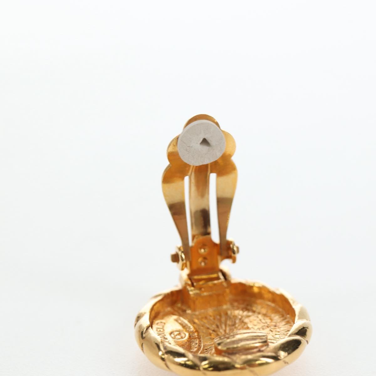 CHANEL COCO Mark Earring Metal Gold Tone CC Auth 190722M