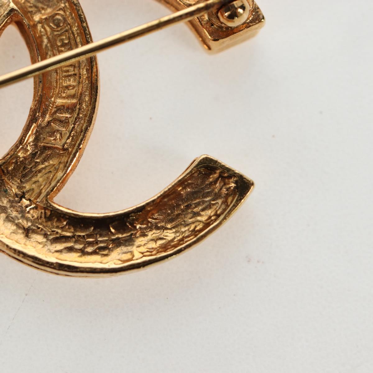 CHANEL COCO Mark Brooch Metal Gold Tone CC Auth 190723M