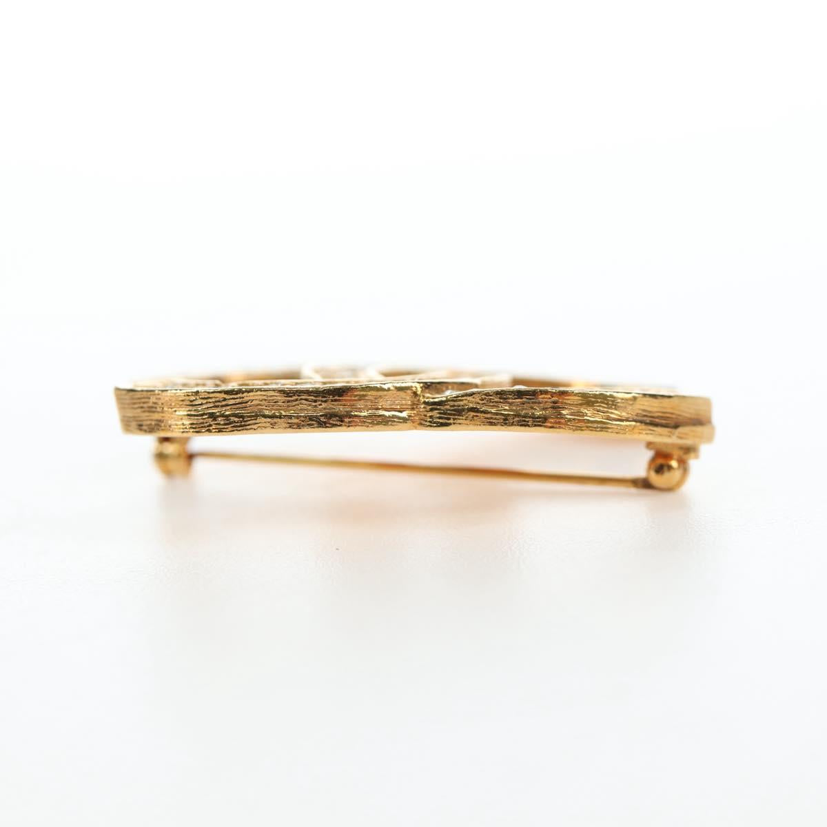 CHANEL COCO Mark Brooch Metal Gold Tone CC Auth 190723M