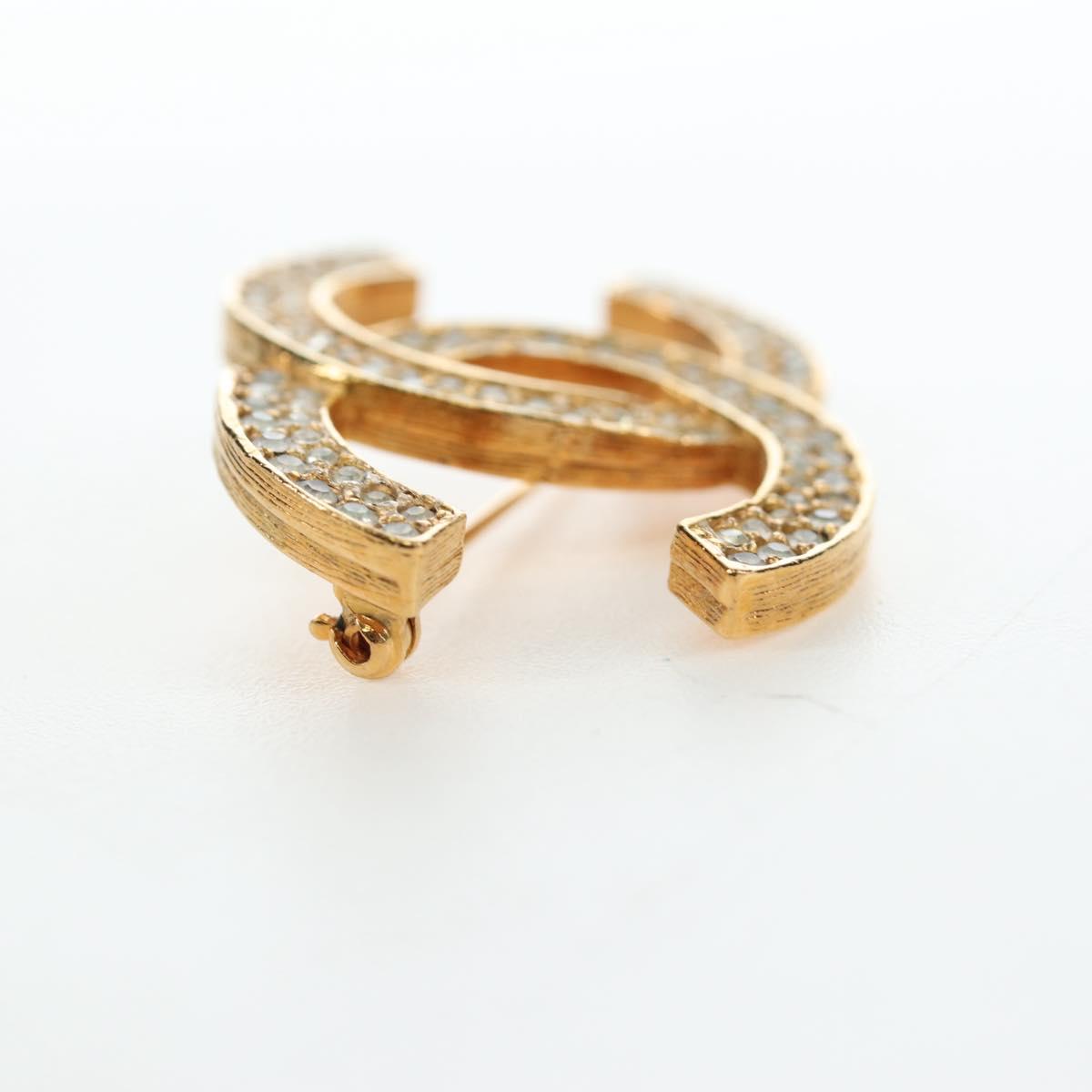 CHANEL COCO Mark Brooch Metal Gold Tone CC Auth 190723M