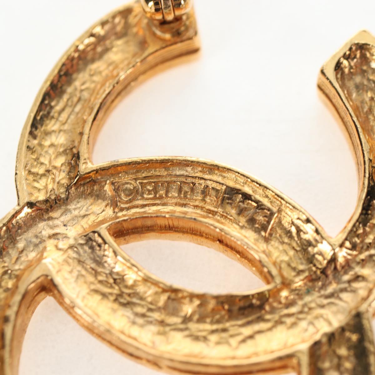CHANEL COCO Mark Brooch Metal Gold Tone CC Auth 190723M