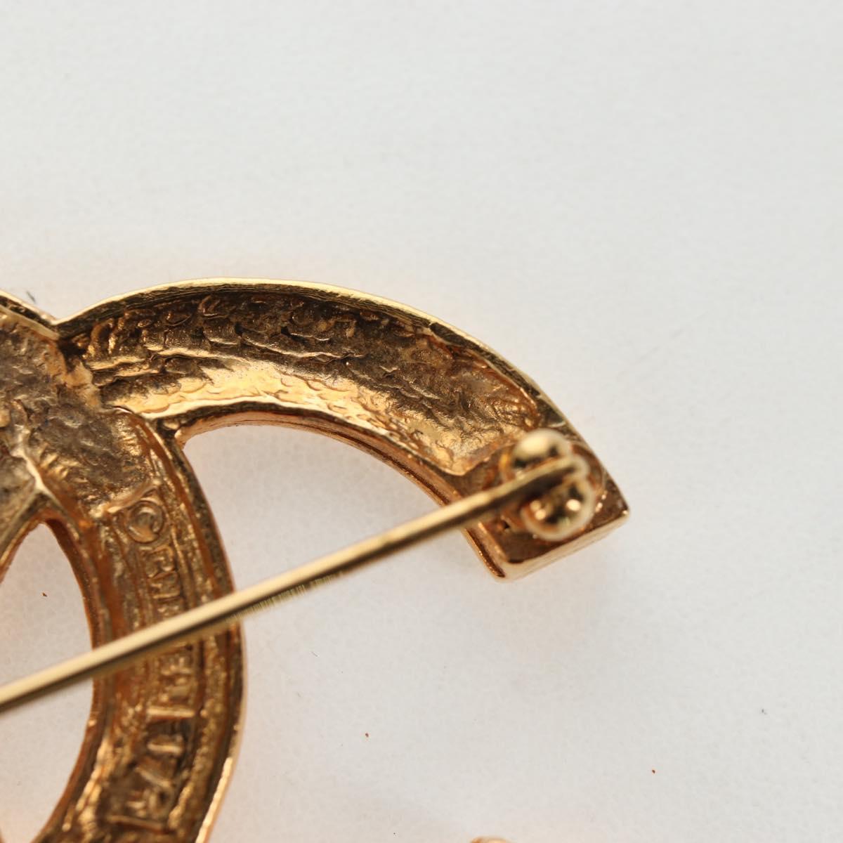 CHANEL COCO Mark Brooch Metal Gold Tone CC Auth 190723M