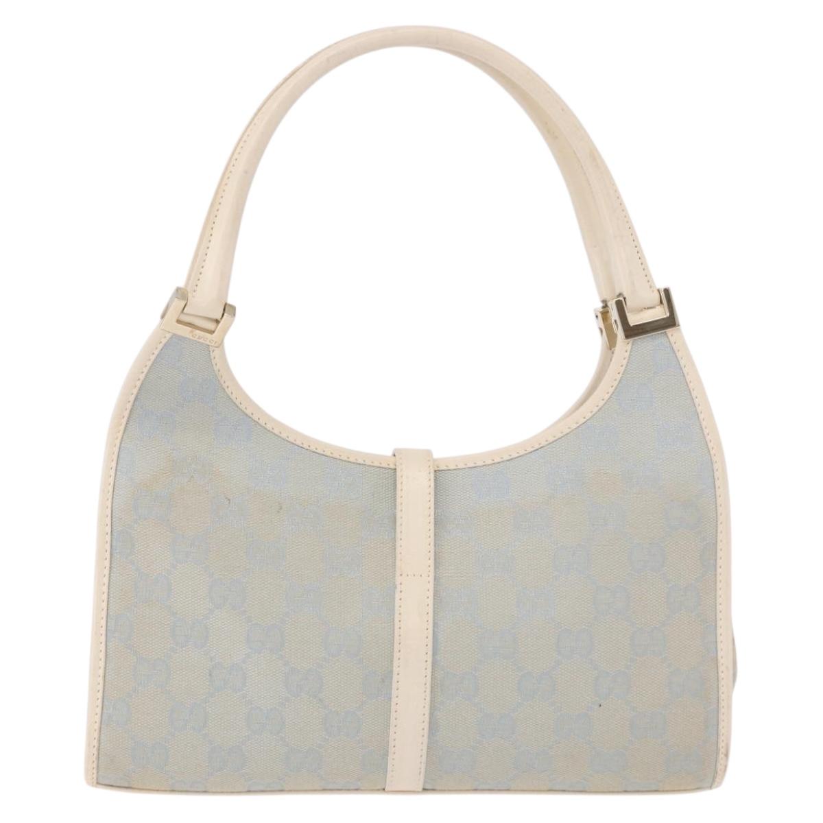 GUCCI GG Canvas Jackie Hand Bag Light Blue Gold 002 5068 Auth 190748