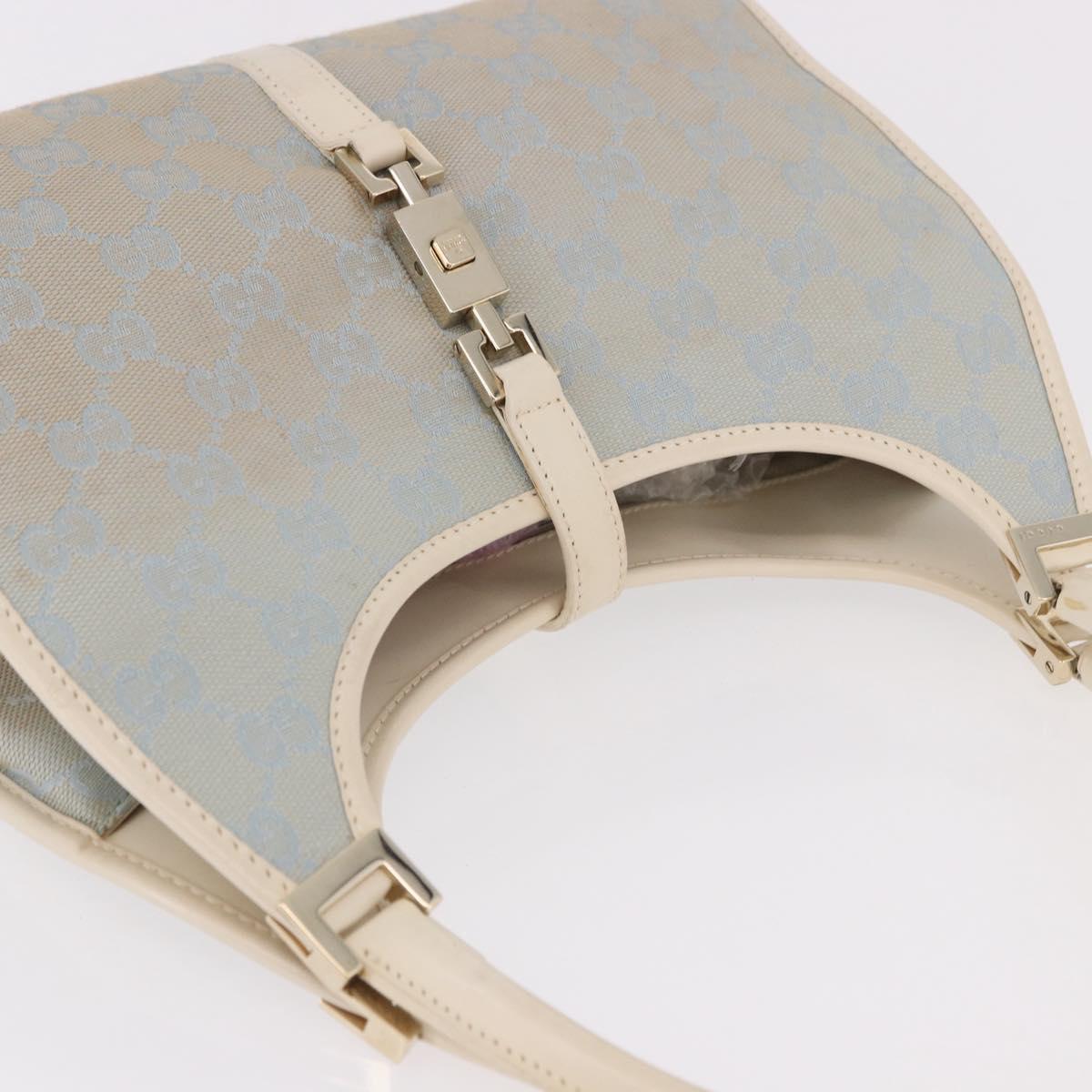 GUCCI GG Canvas Jackie Hand Bag Light Blue Gold 002 5068 Auth 190748