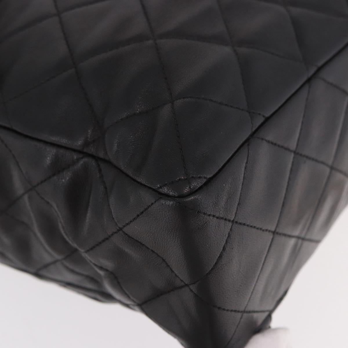 CHANEL Matelasse Chain Backpack Lamb Skin Black Gold CC Auth 190768SAV