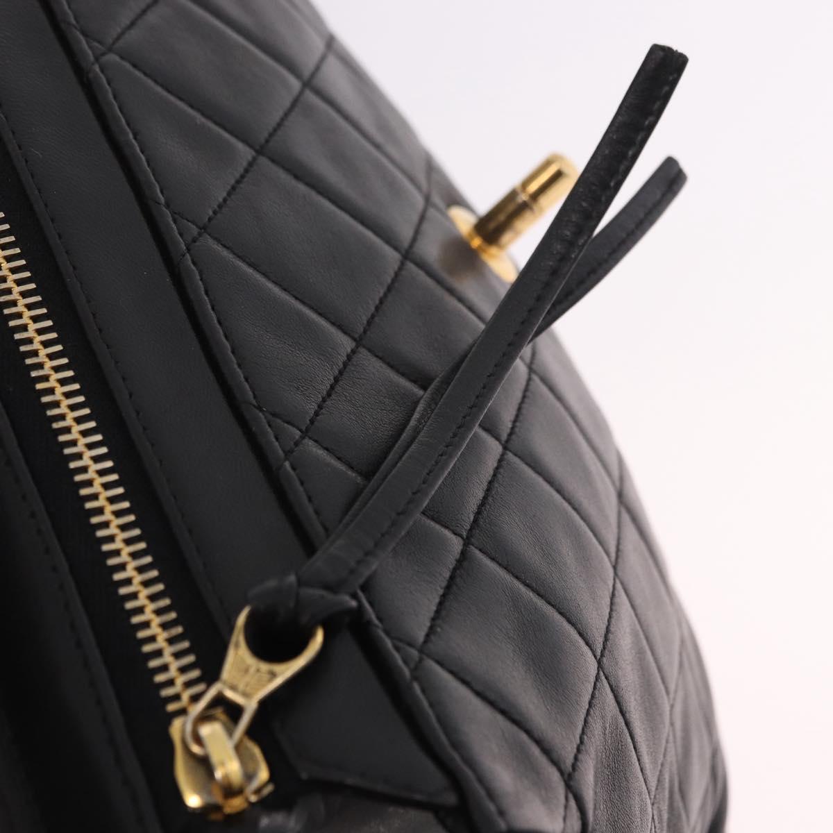 CHANEL Matelasse Chain Backpack Lamb Skin Black Gold CC Auth 190768SAV