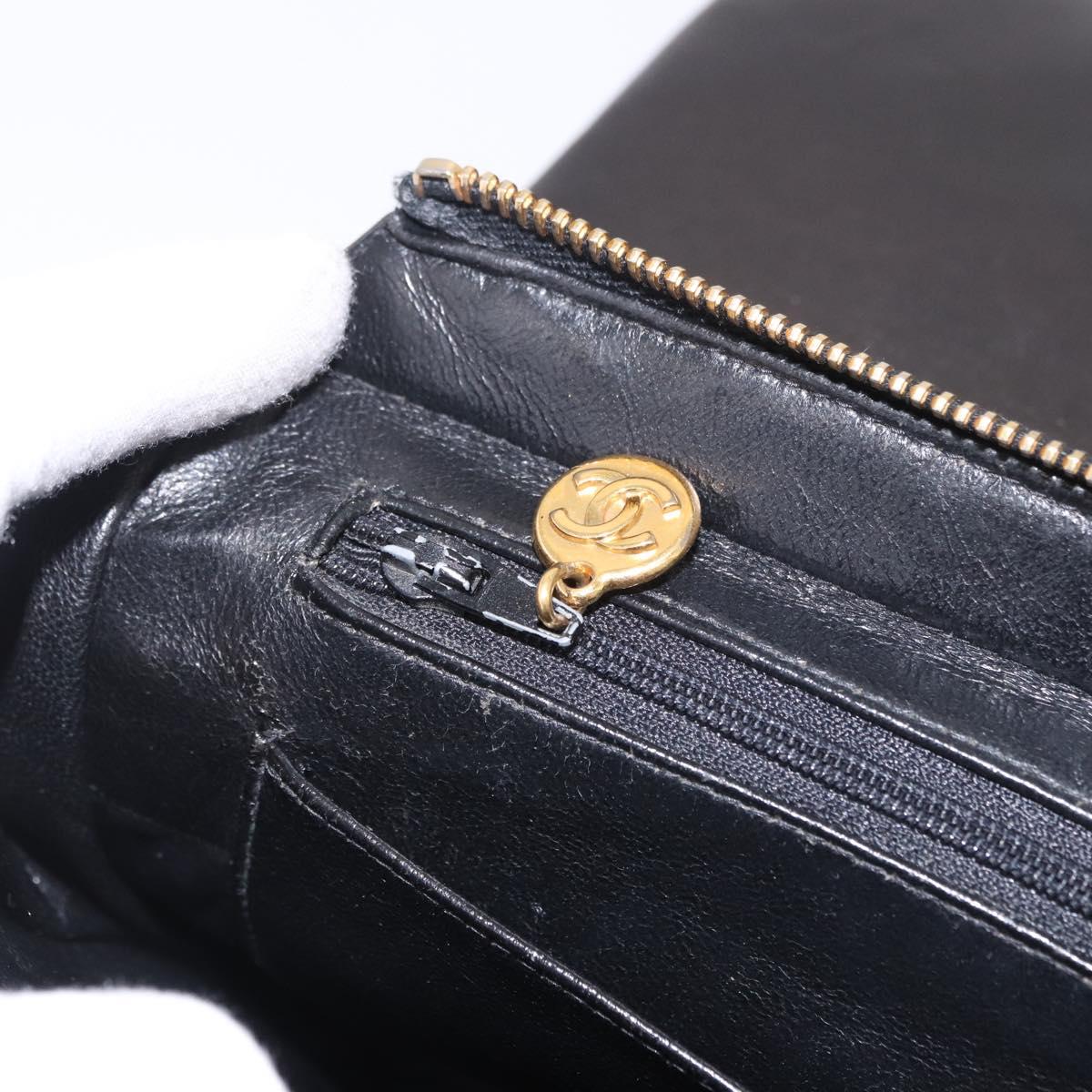 CHANEL Matelasse Chain Backpack Lamb Skin Black Gold CC Auth 190768SAV