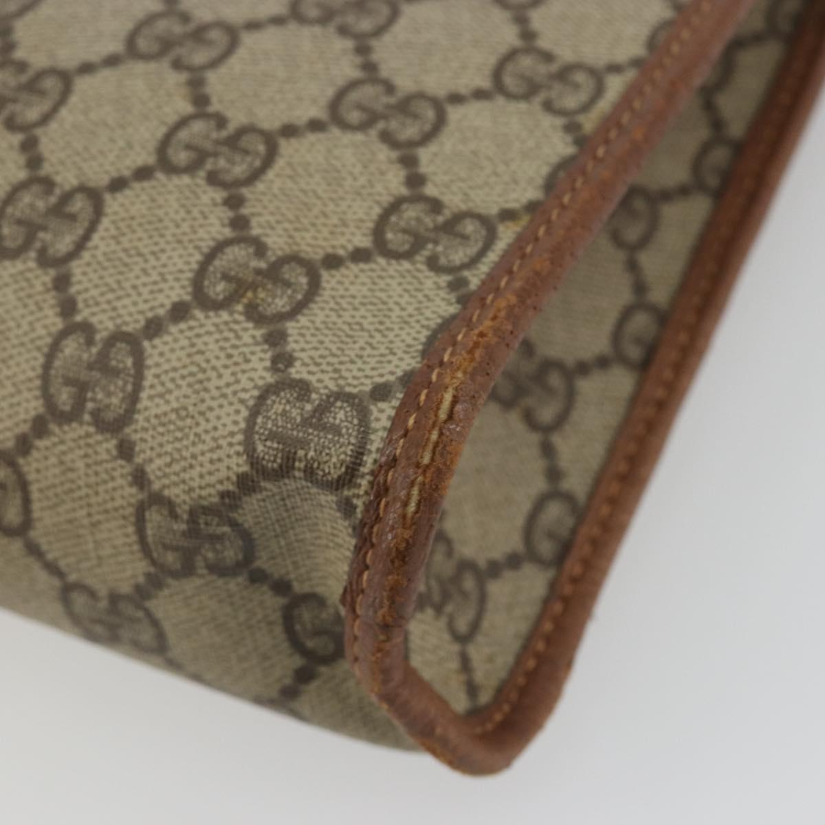 GUCCI GG Supreme Clutch Bag PVC Leather Beige Gold Auth 190770