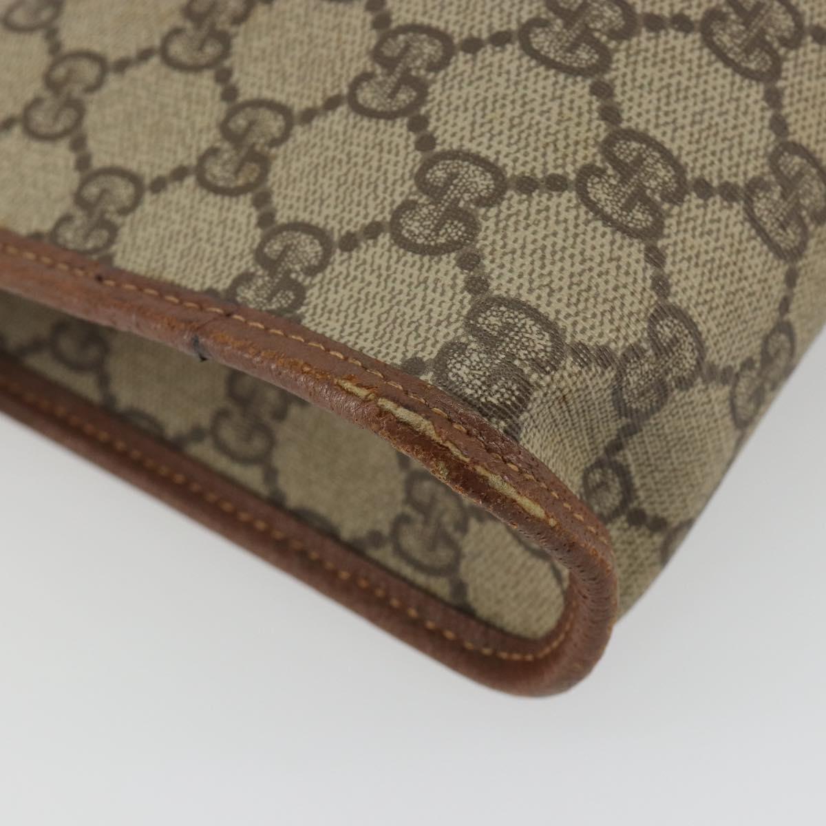 GUCCI GG Supreme Clutch Bag PVC Leather Beige Gold Auth 190770