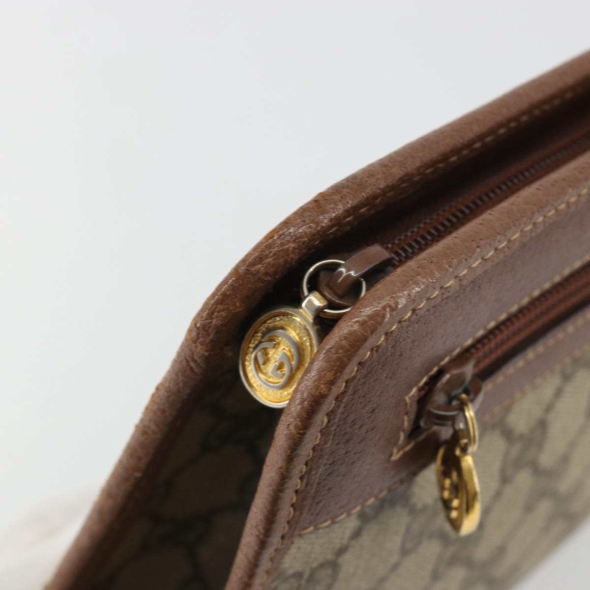 GUCCI GG Supreme Clutch Bag PVC Leather Beige Gold Auth 190770