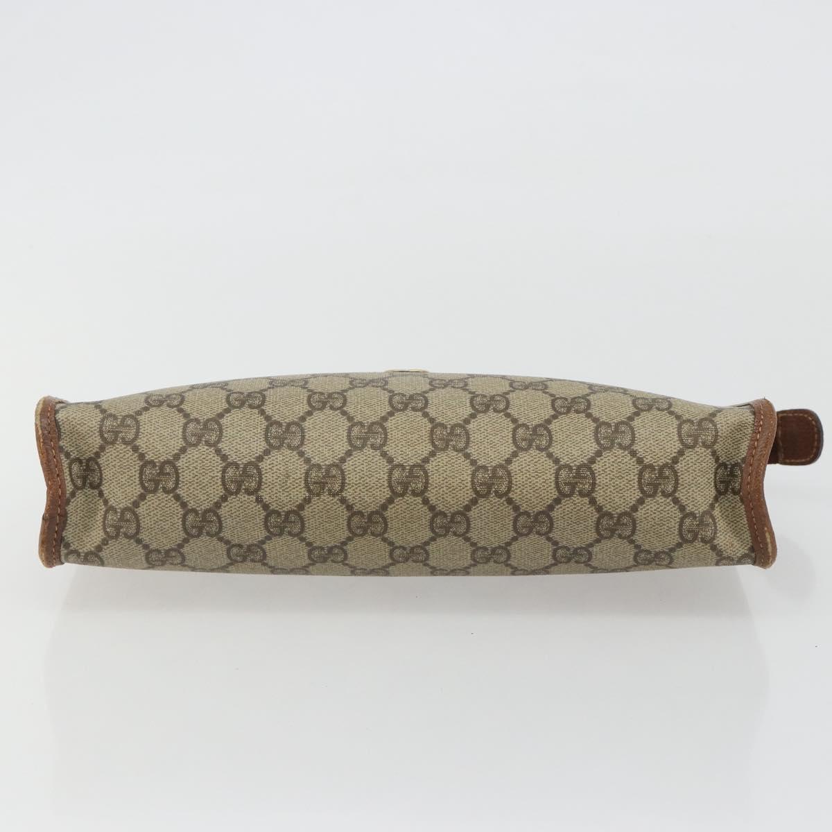 GUCCI GG Supreme Clutch Bag PVC Leather Beige Gold Auth 190770
