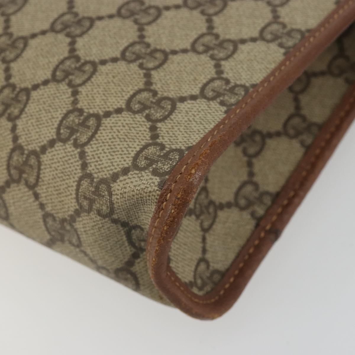 GUCCI GG Supreme Clutch Bag PVC Leather Beige Gold Auth 190770