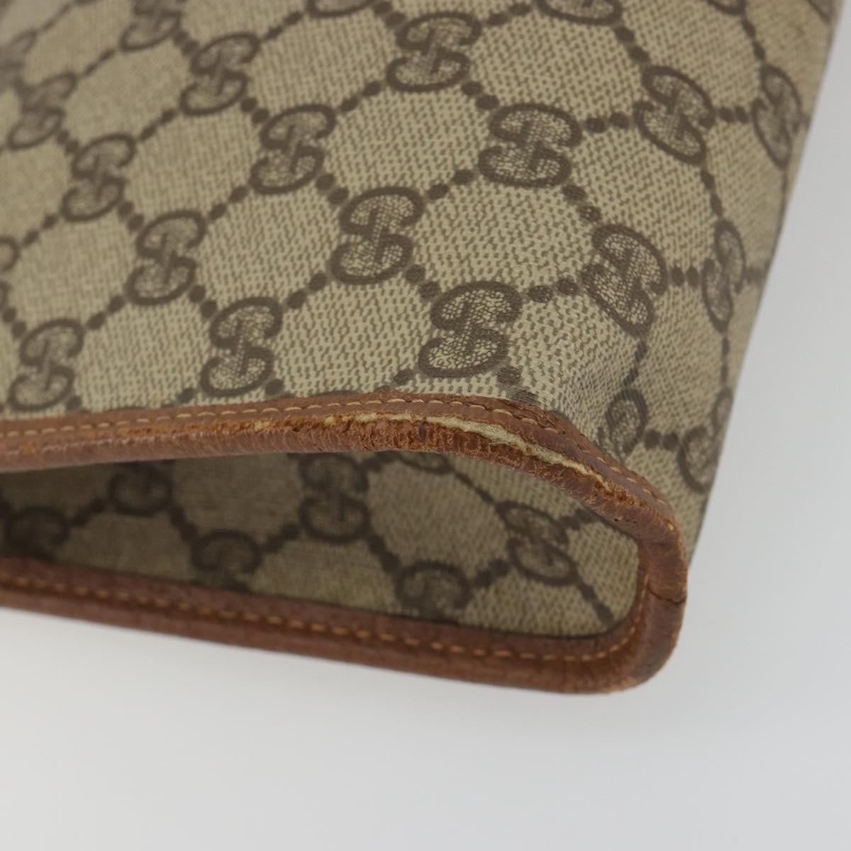 GUCCI GG Supreme Clutch Bag PVC Leather Beige Gold Auth 190770