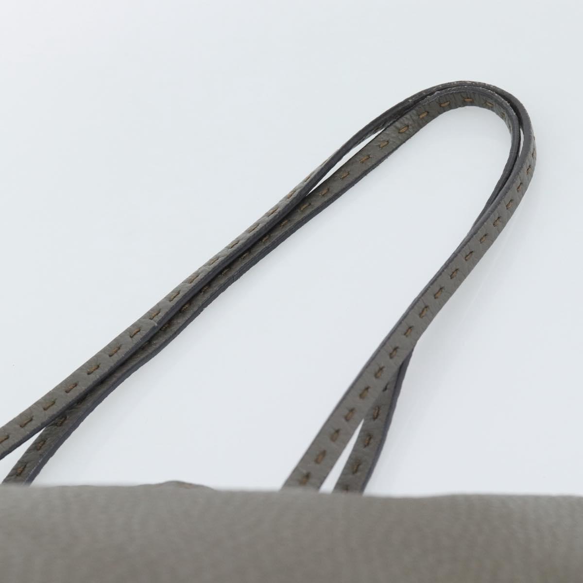 FENDI Celeria Tote Bag Leather Gray Silver Auth 190772