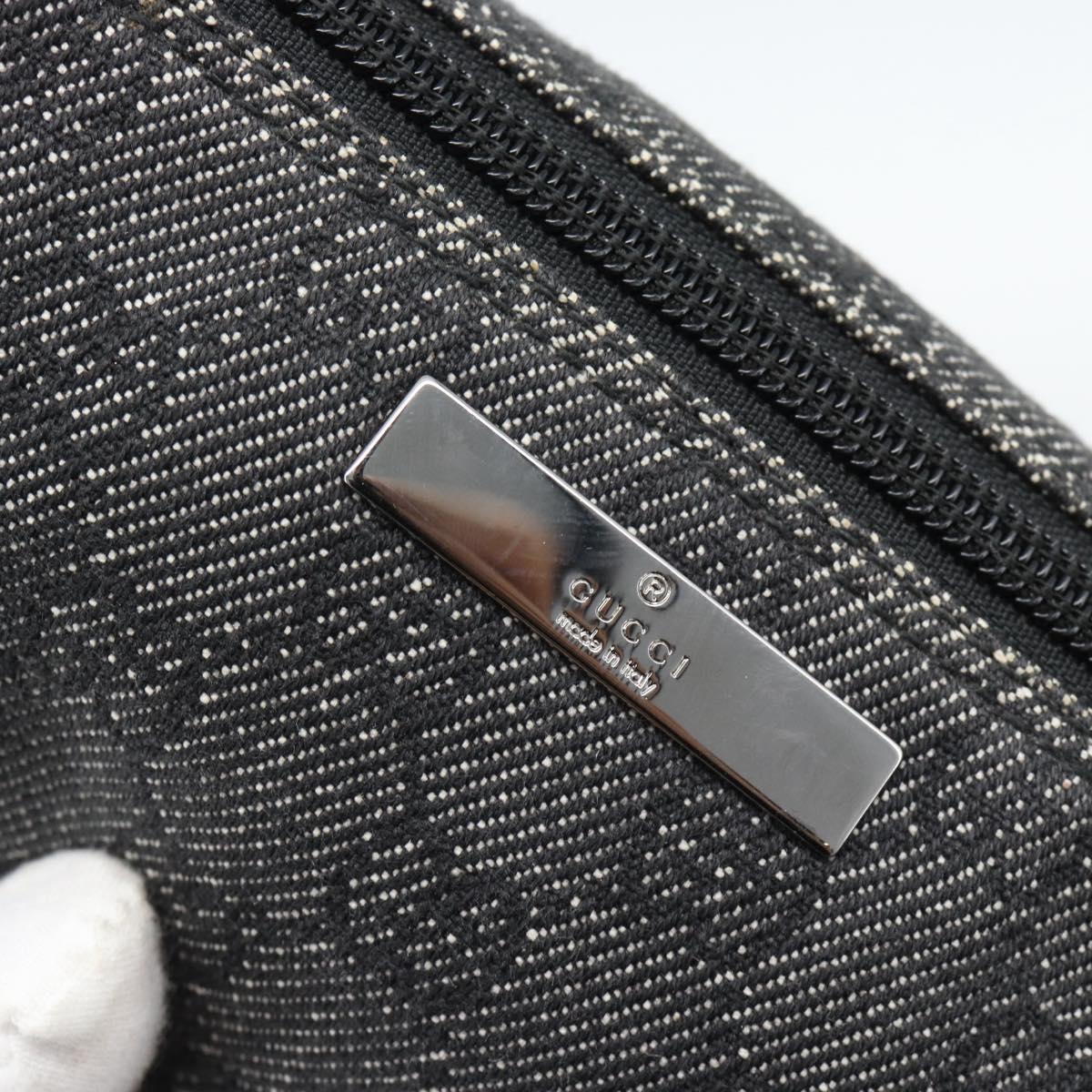 GUCCI GG Canvas Accessory Pouch Black Silver Auth 190780A