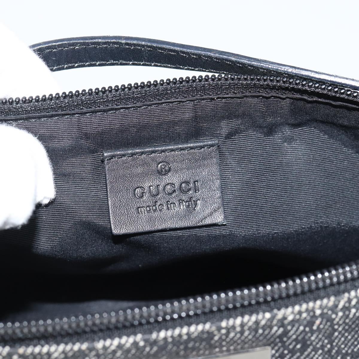 GUCCI GG Canvas Accessory Pouch Black Silver Auth 190780A