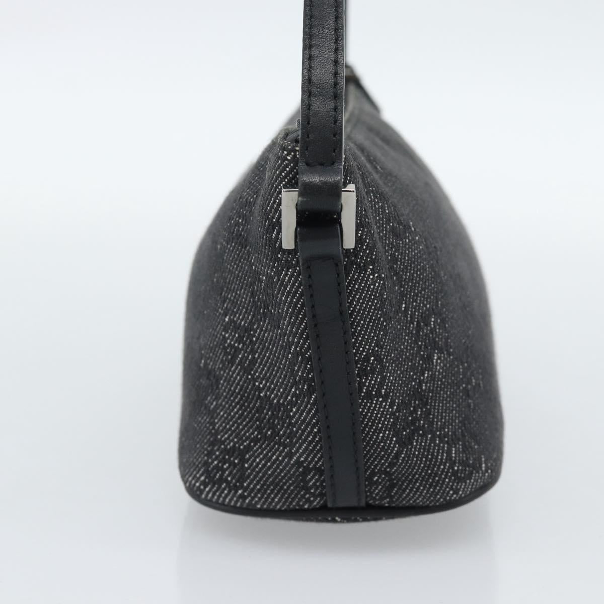 GUCCI GG Canvas Accessory Pouch Black Silver Auth 190780A