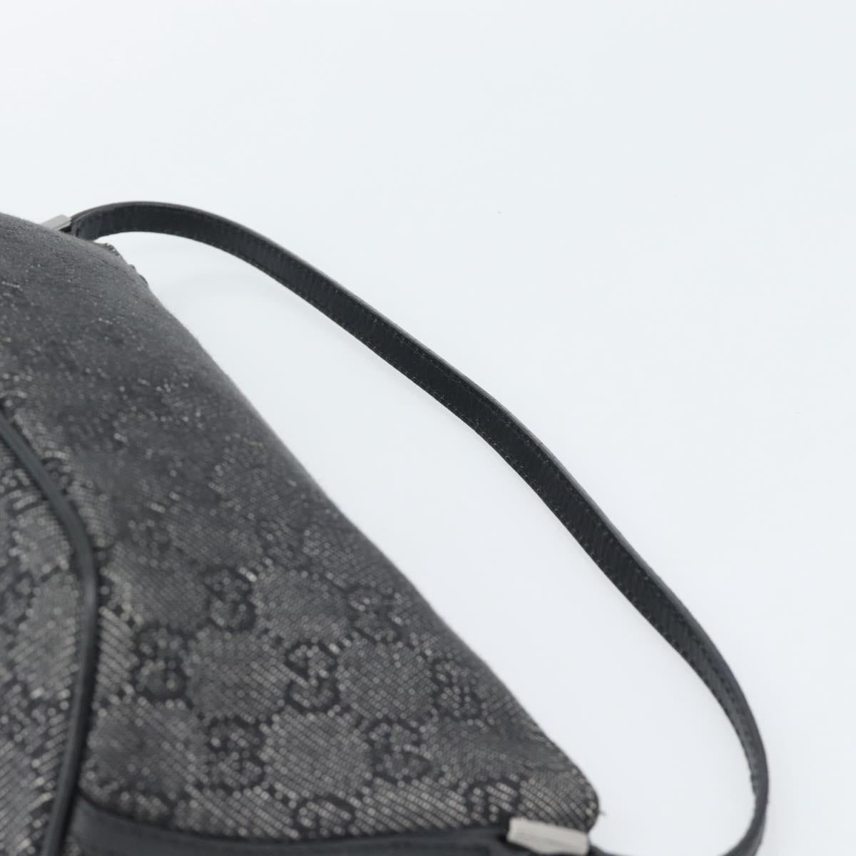 GUCCI GG Canvas Accessory Pouch Black Silver Auth 190780A