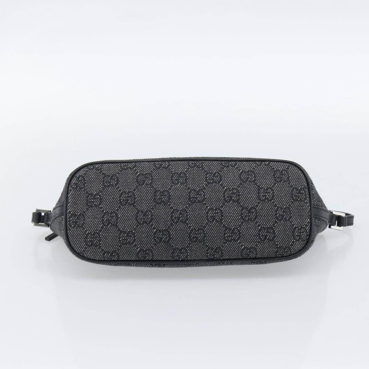 GUCCI GG Canvas Accessory Pouch Black Silver Auth 190780A