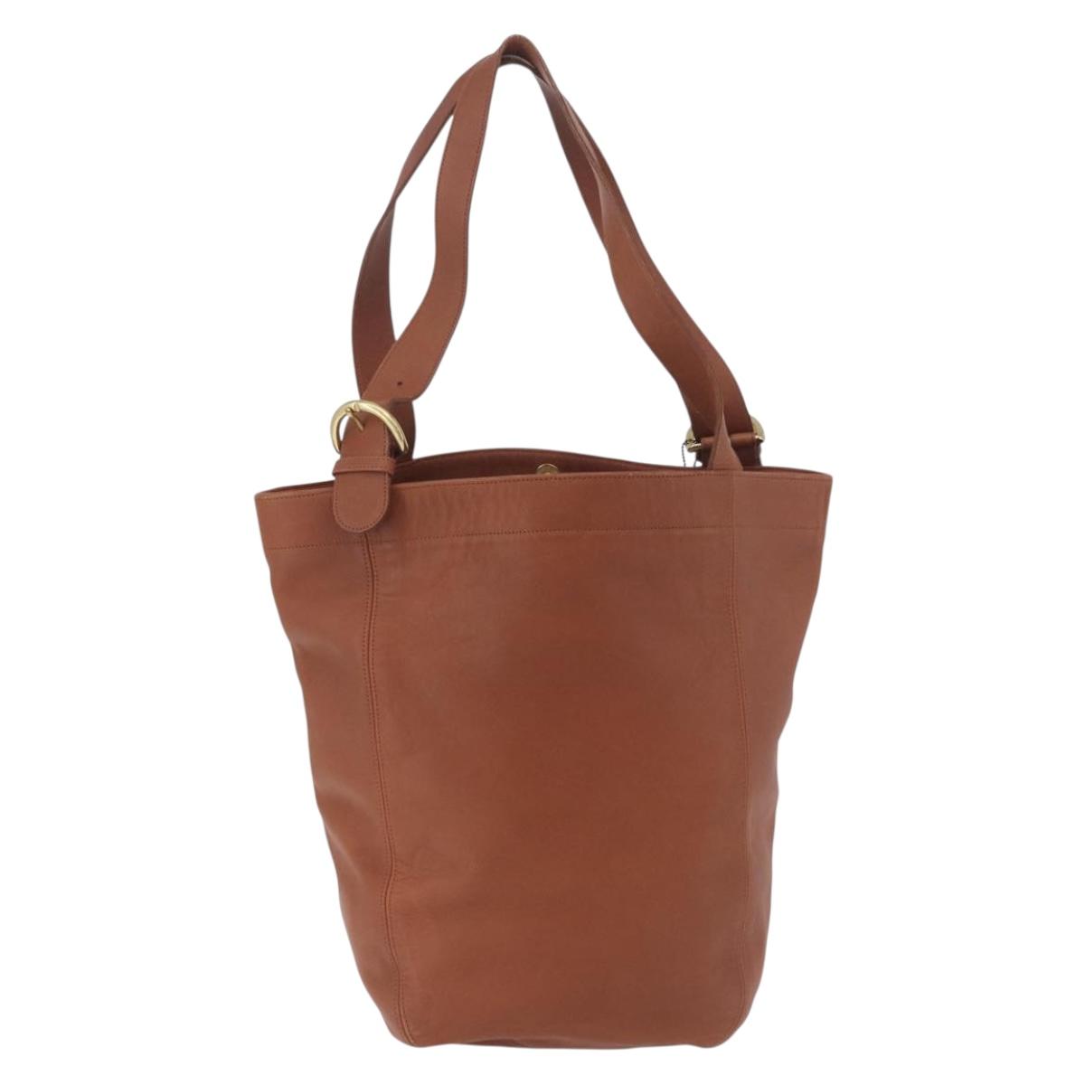 Coach Tote Bag Leather Brown Gold Auth 190783
