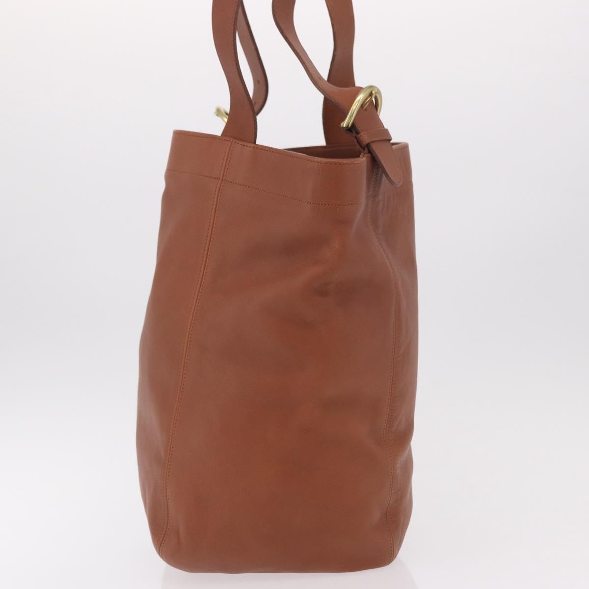 Coach Tote Bag Leather Brown Gold Auth 190783