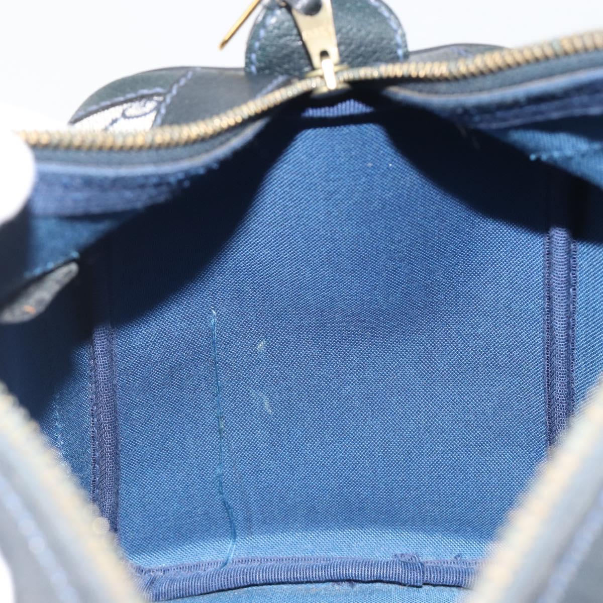 GUCCI GG Supreme Sherry Line Boston Bag PVC Navy Gold Auth 190785A
