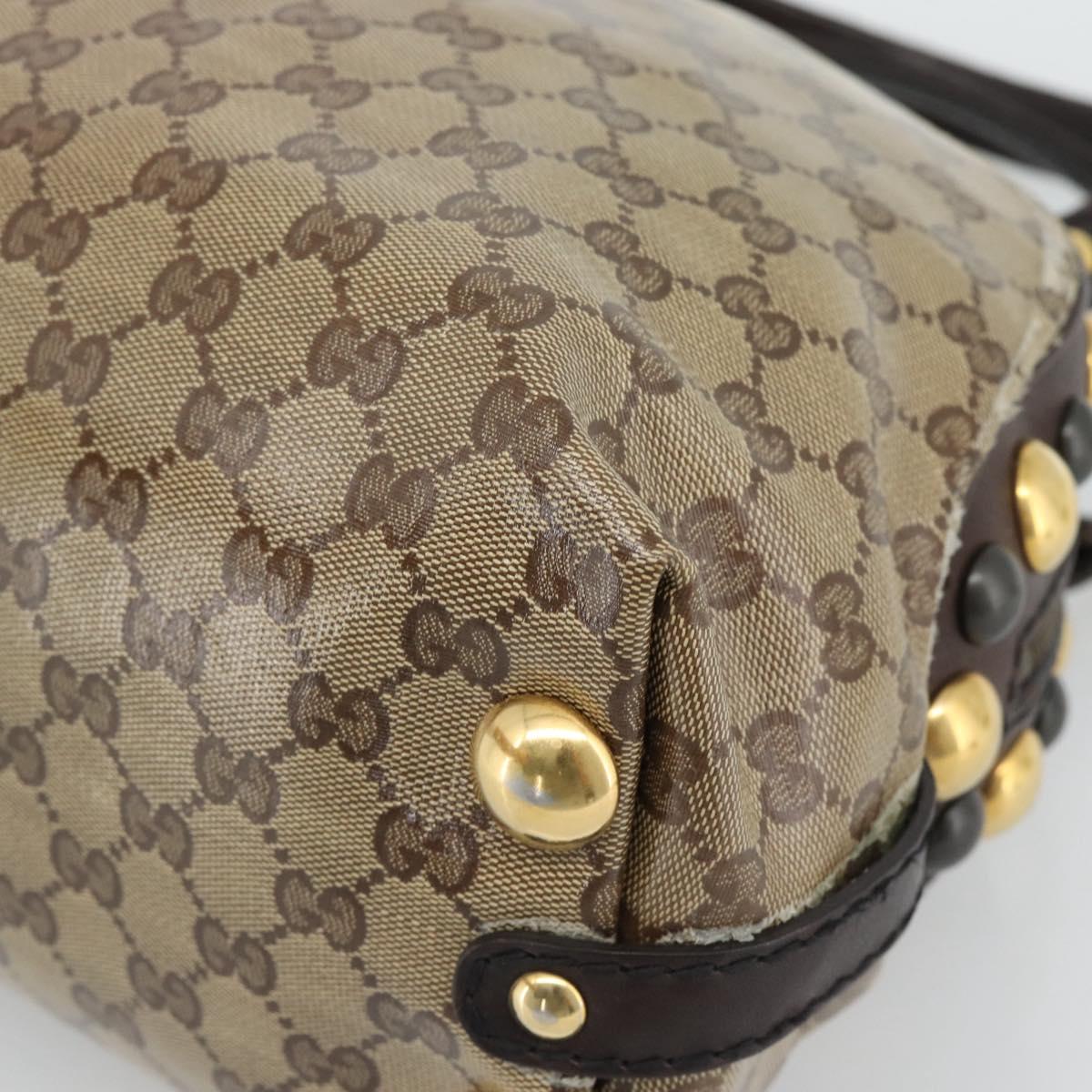 GUCCI GG Crystal Hand Bag Coated Canvas Beige Gold 209600 Auth 190792