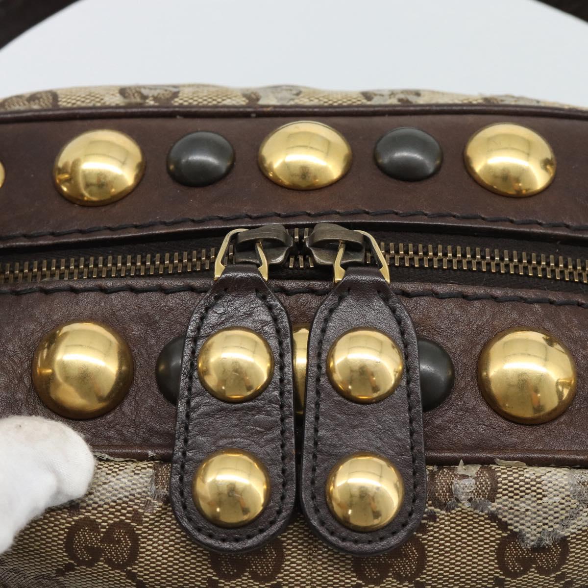 GUCCI GG Crystal Hand Bag Coated Canvas Beige Gold 209600 Auth 190792