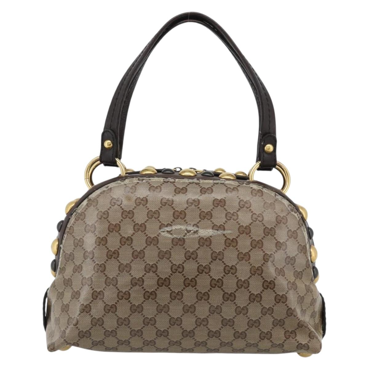 GUCCI GG Crystal Hand Bag Coated Canvas Beige Gold 209600 Auth 190792