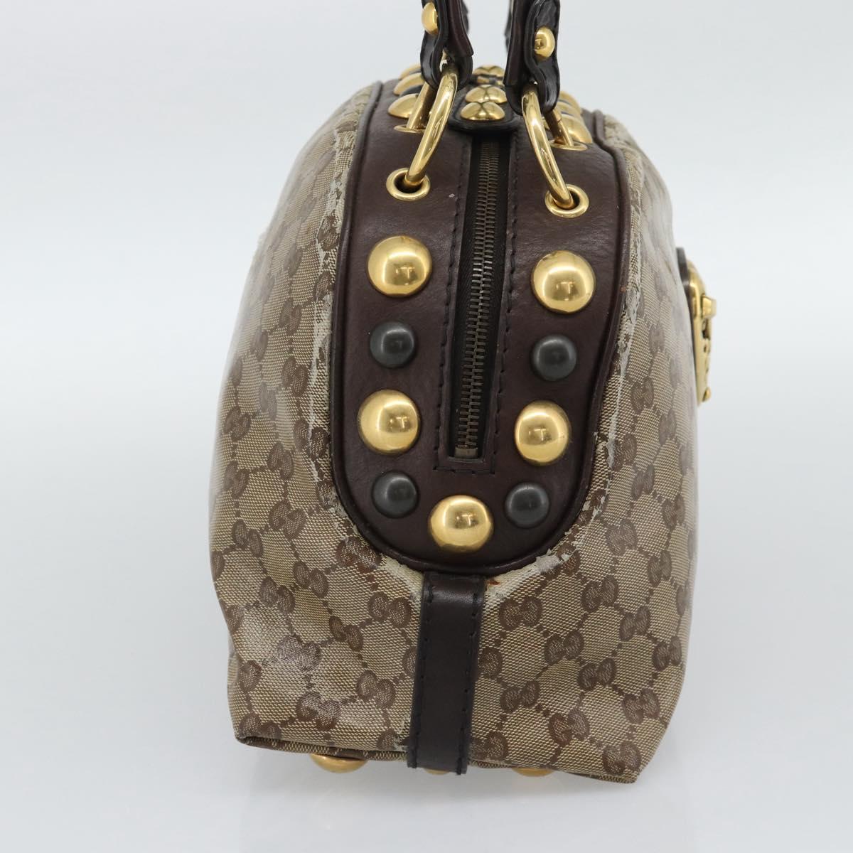 GUCCI GG Crystal Hand Bag Coated Canvas Beige Gold 209600 Auth 190792