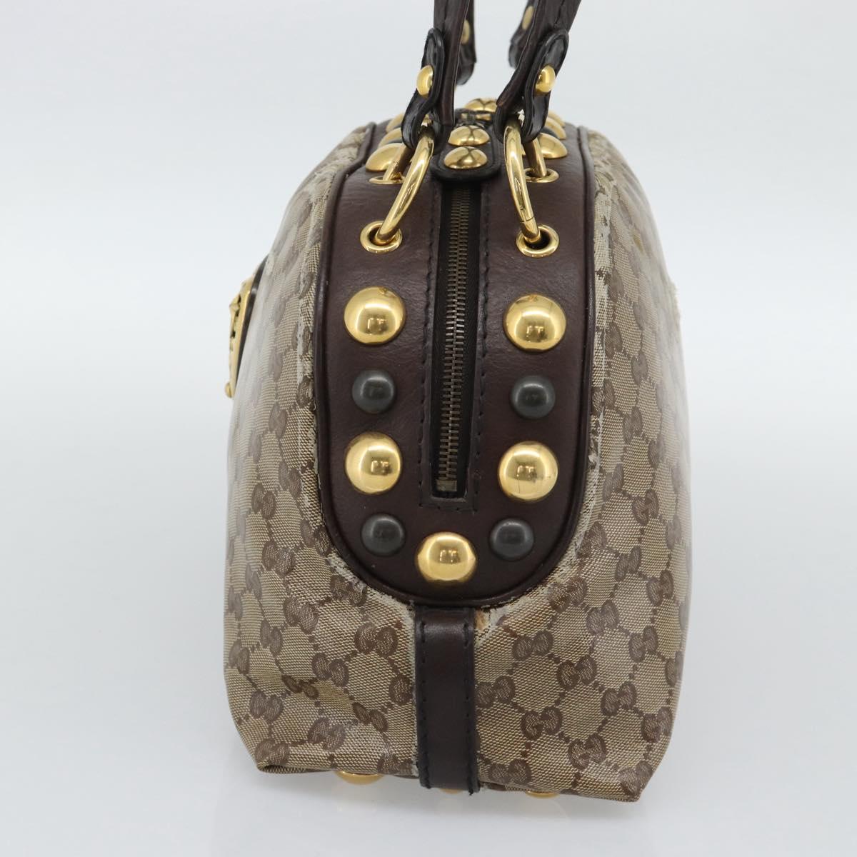 GUCCI GG Crystal Hand Bag Coated Canvas Beige Gold 209600 Auth 190792