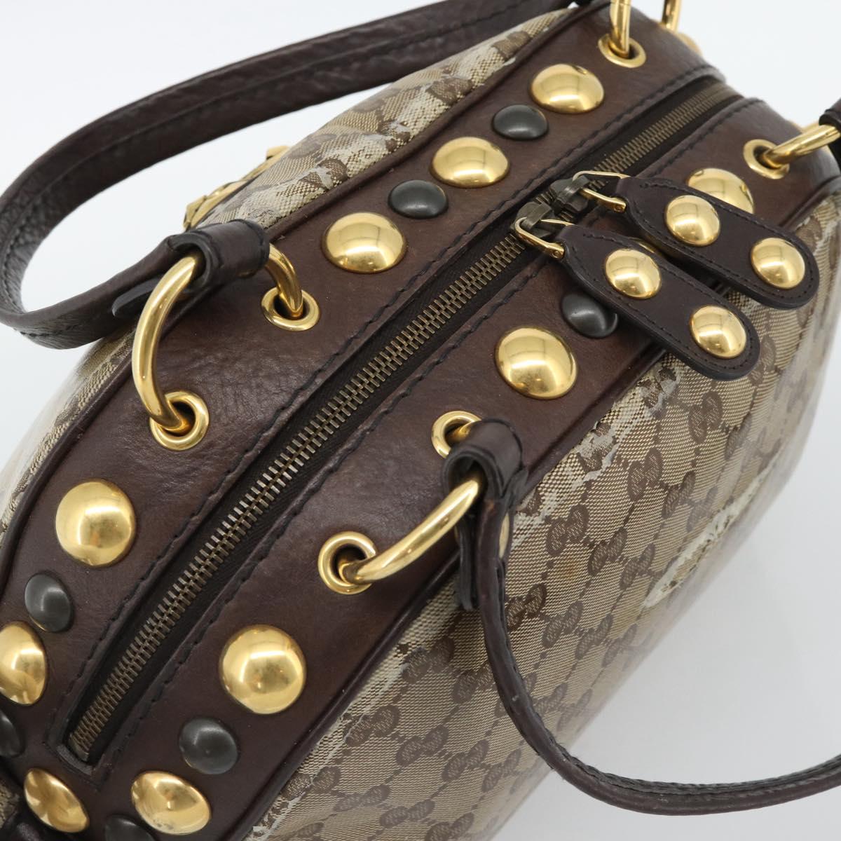 GUCCI GG Crystal Hand Bag Coated Canvas Beige Gold 209600 Auth 190792