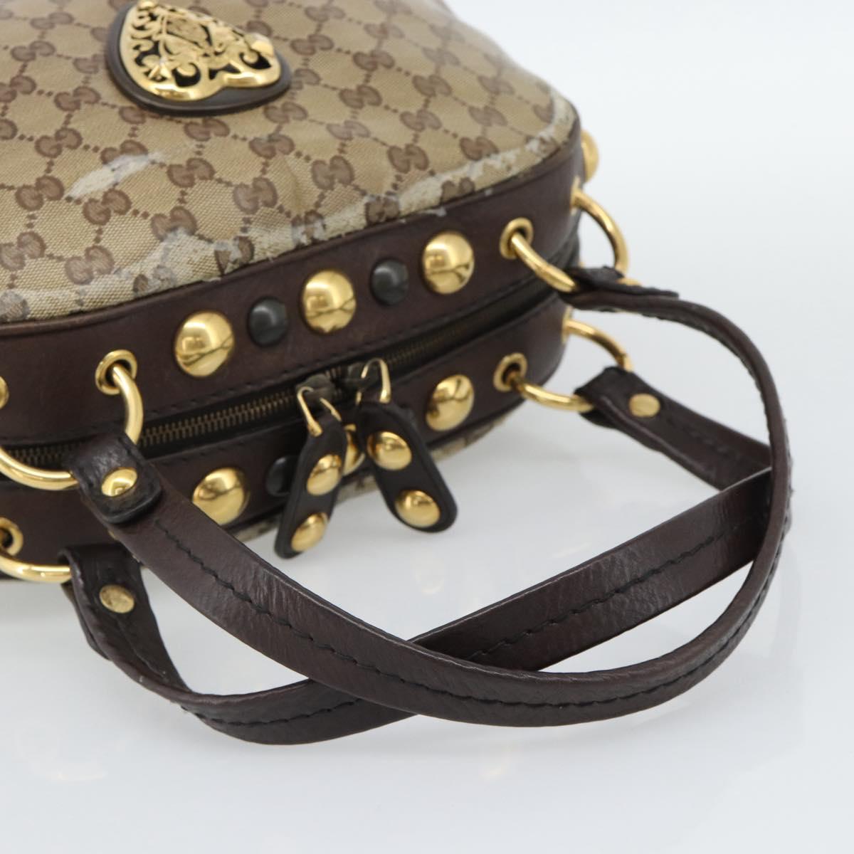 GUCCI GG Crystal Hand Bag Coated Canvas Beige Gold 209600 Auth 190792
