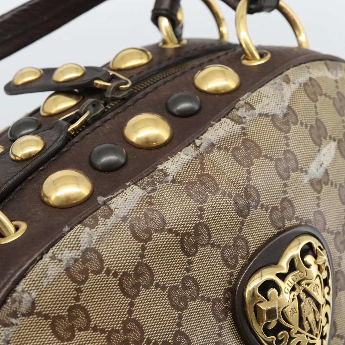 GUCCI GG Crystal Hand Bag Coated Canvas Beige Gold 209600 Auth 190792