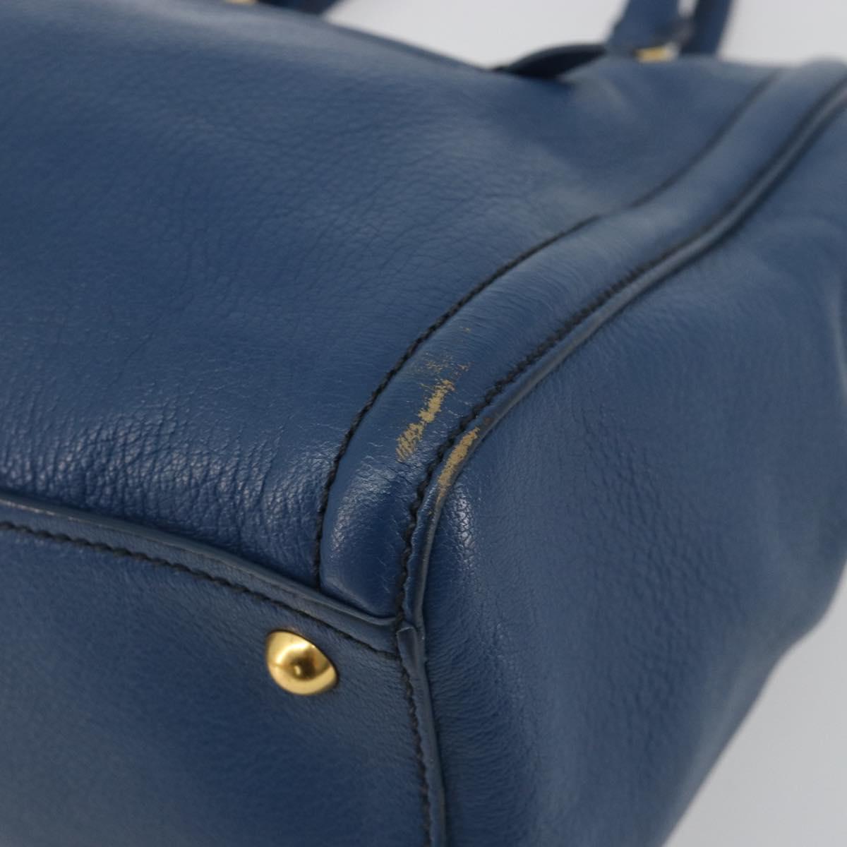 Miu Miu Hand Bag Leather Blue Gold Auth 190797