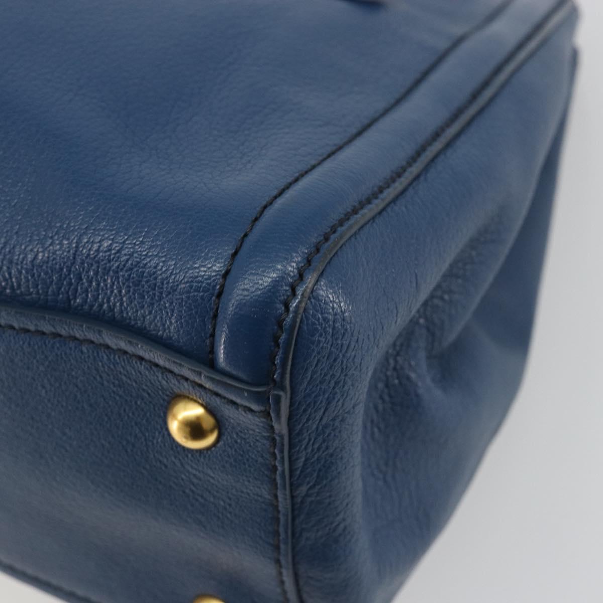 Miu Miu Hand Bag Leather Blue Gold Auth 190797