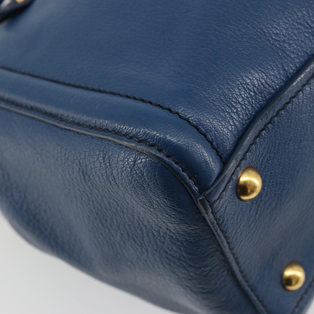 Miu Miu Hand Bag Leather Blue Gold Auth 190797