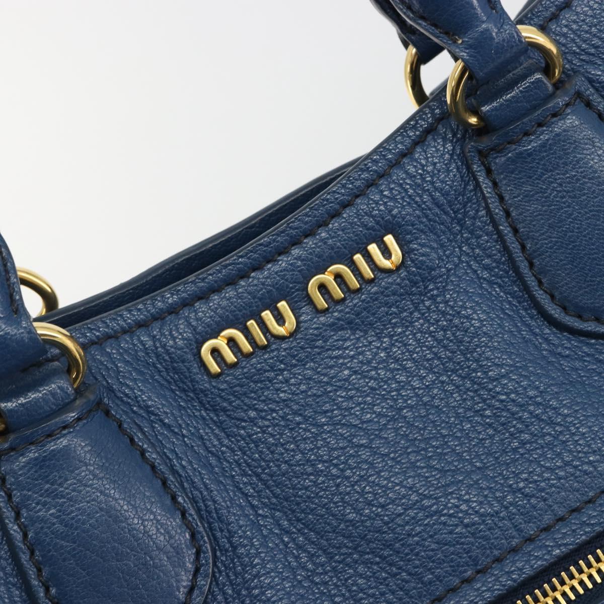 Miu Miu Hand Bag Leather Blue Gold Auth 190797