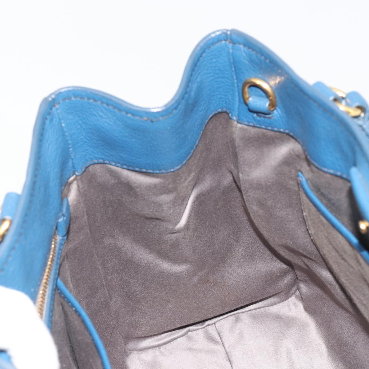 Miu Miu Hand Bag Leather Blue Gold Auth 190797