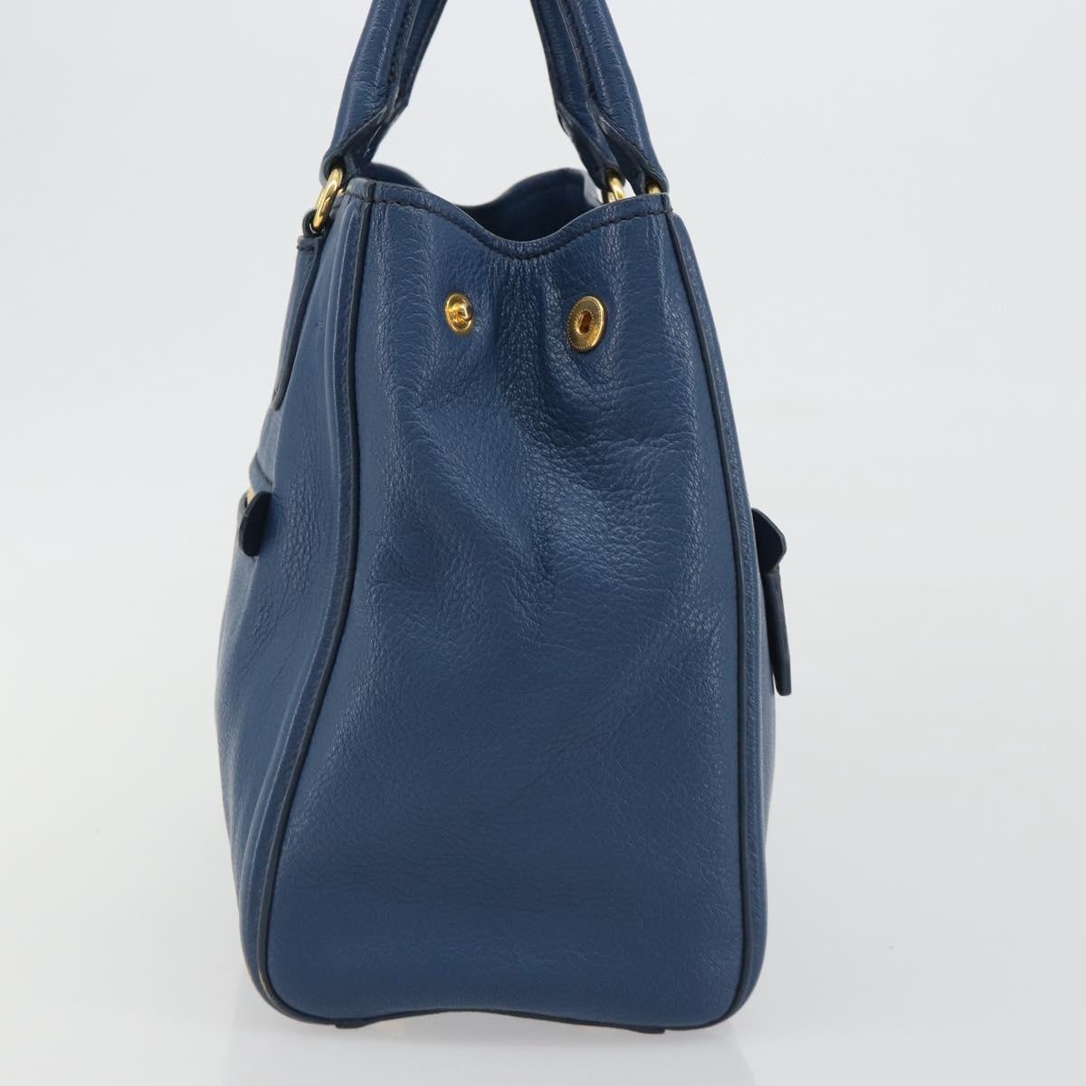 Miu Miu Hand Bag Leather Blue Gold Auth 190797