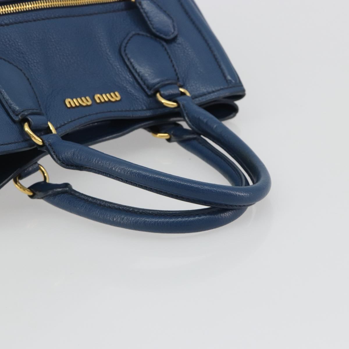 Miu Miu Hand Bag Leather Blue Gold Auth 190797