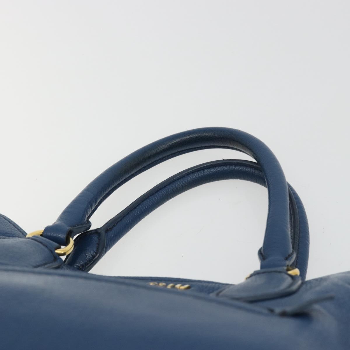 Miu Miu Hand Bag Leather Blue Gold Auth 190797