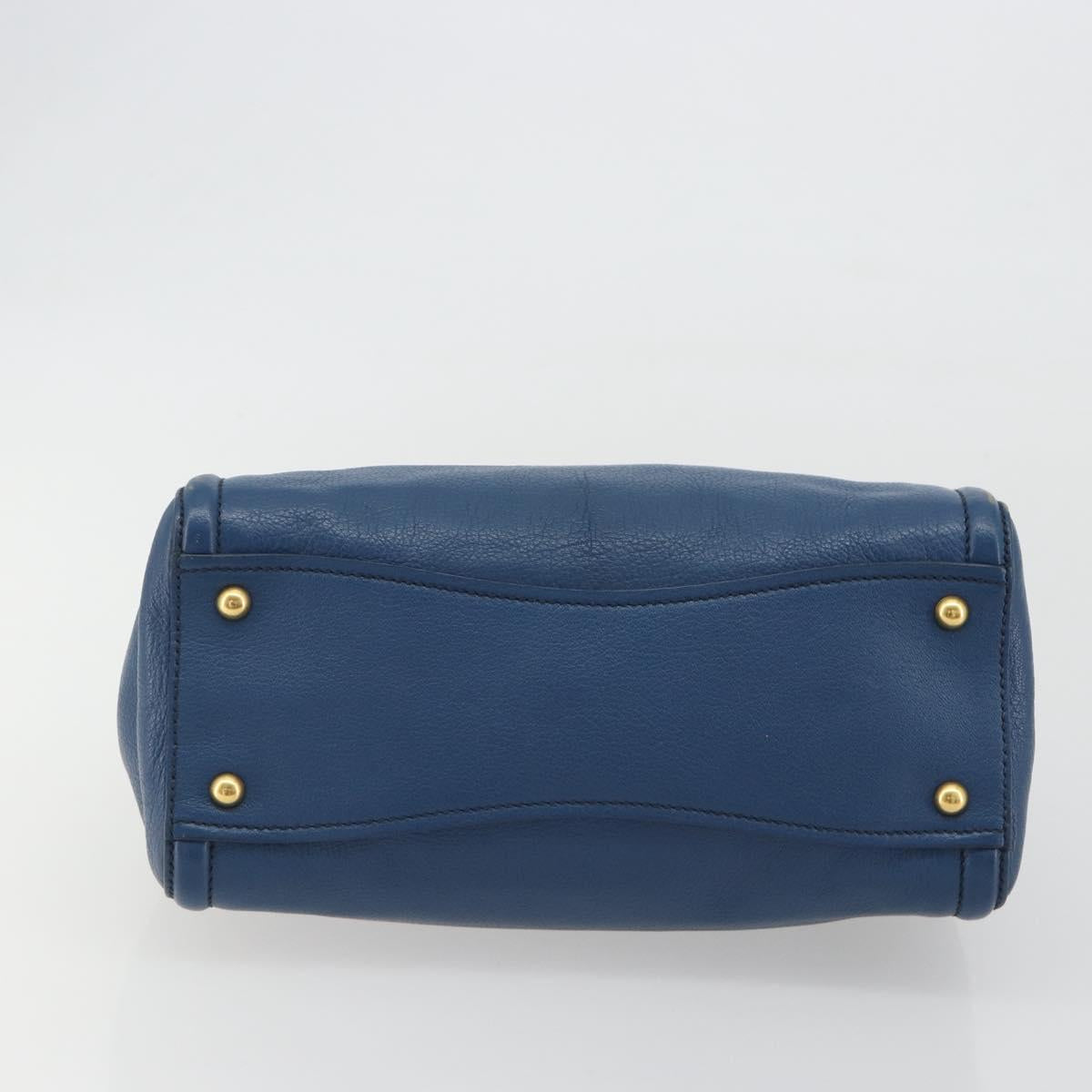 Miu Miu Hand Bag Leather Blue Gold Auth 190797