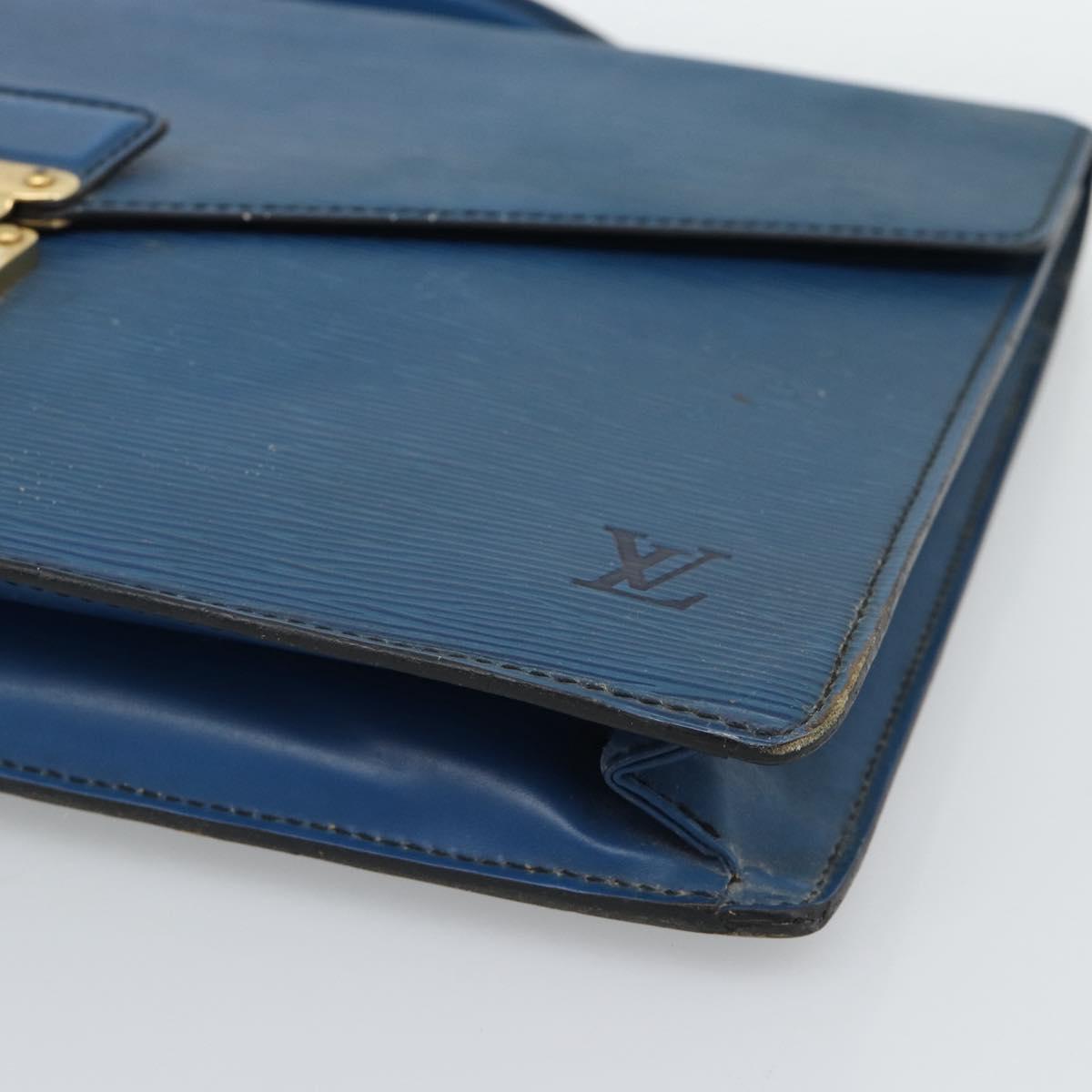 LOUIS VUITTON Epi Porte Documents Bandouliere Bag Toledo Blue LV Auth 190800
