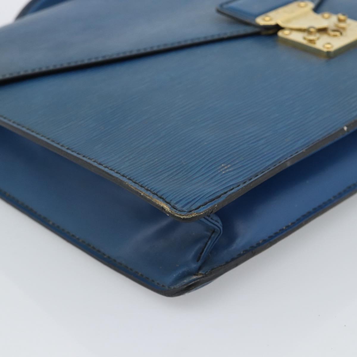LOUIS VUITTON Epi Porte Documents Bandouliere Bag Toledo Blue LV Auth 190800