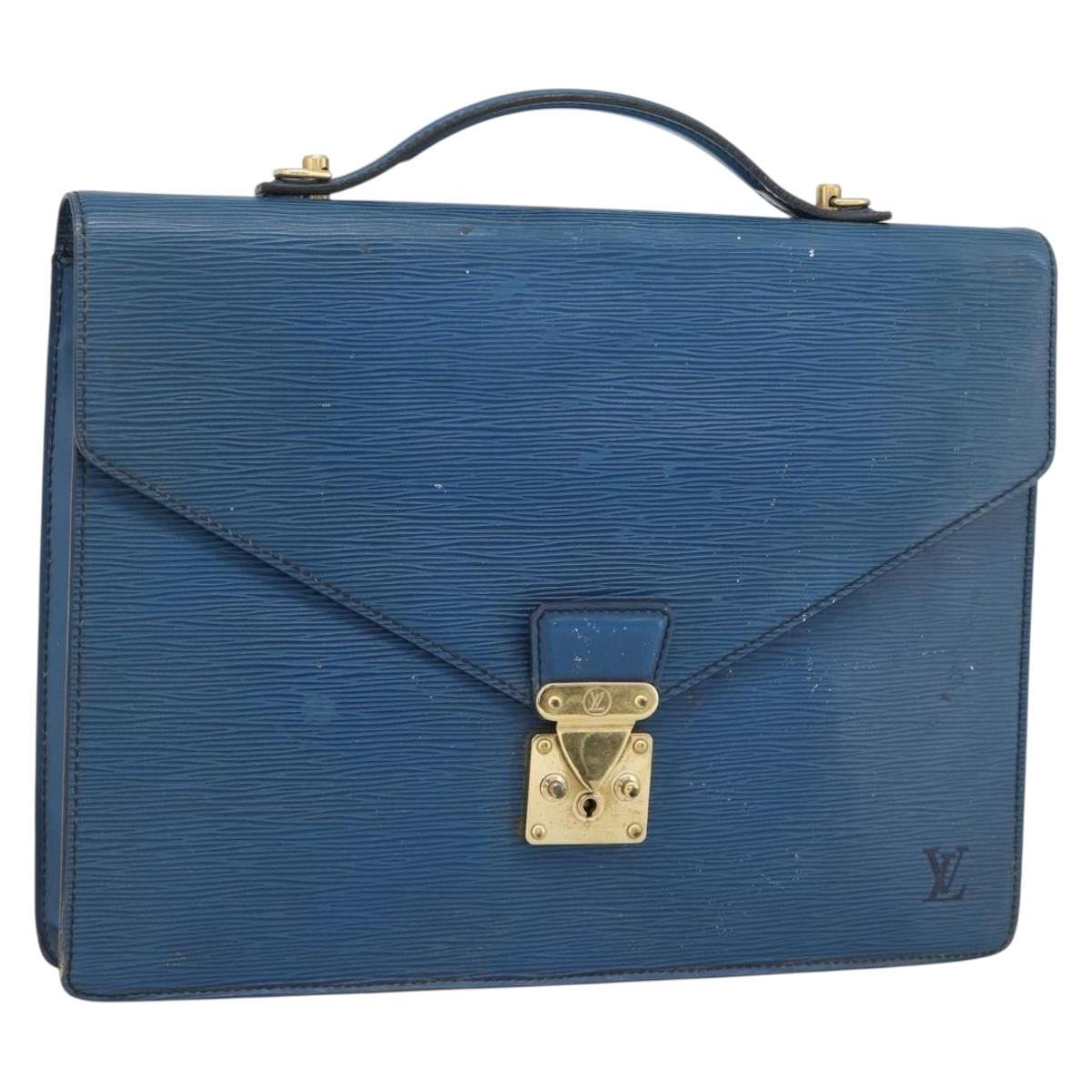 LOUIS VUITTON Epi Porte Documents Bandouliere Bag Toledo Blue LV Auth 190800